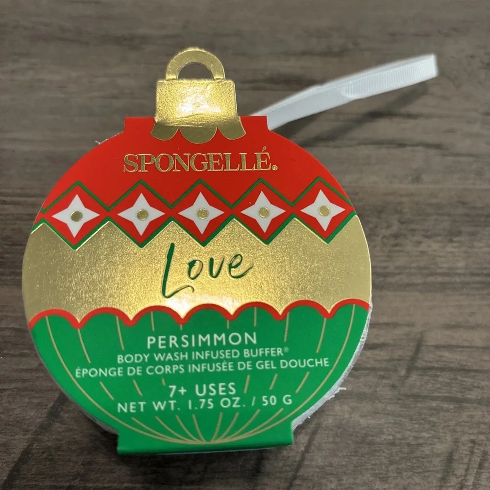 New Spongelle Holiday Ornament Infused Bath Sponge Persimmon